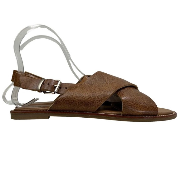 Inuovo Sandal Pebbled Grain‎ Brown Leather Faust Slingback Women Size 8 - Picture 1 of 8